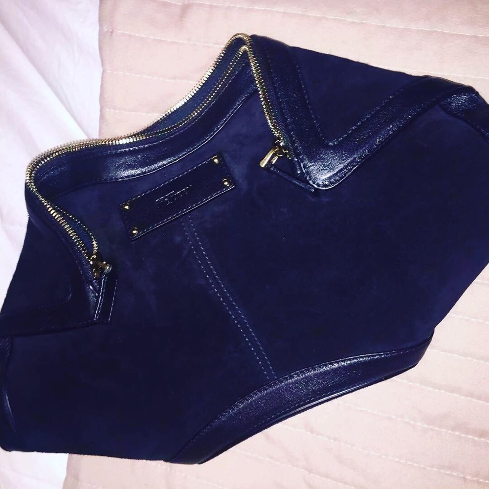 Alexander McQueen suede black clutch